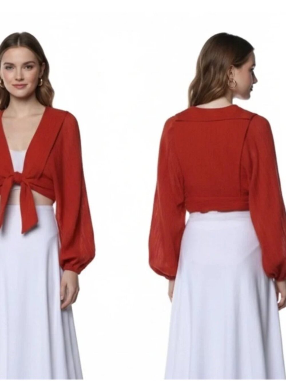Zimmermann Balloon Sleeve Textured Tie-Front Blouse